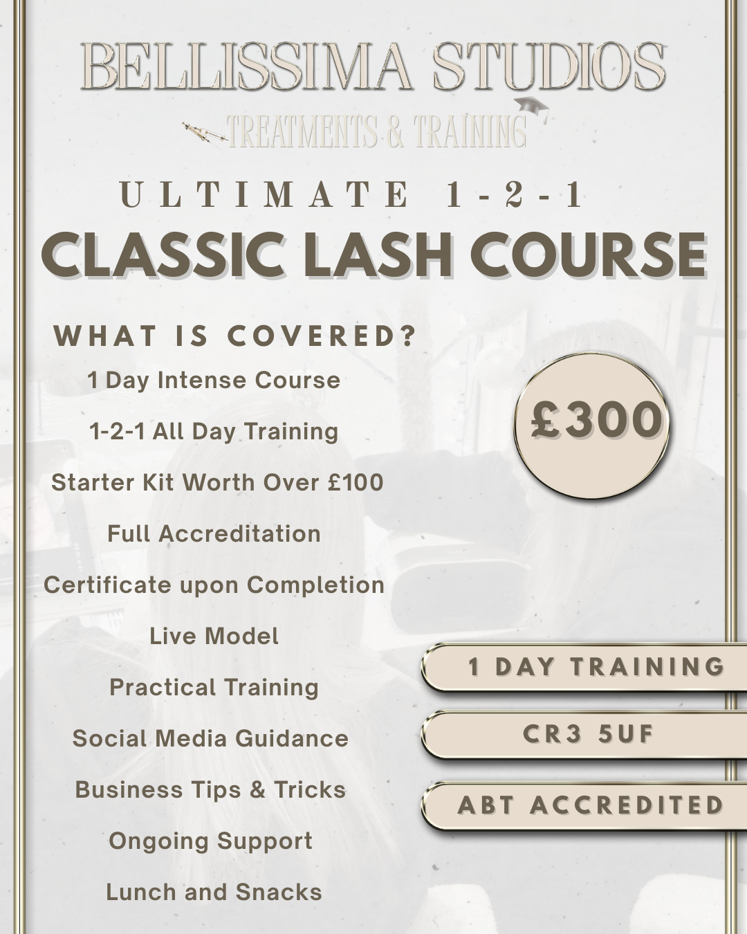 In Person 1-1 Classic Lash Training Course